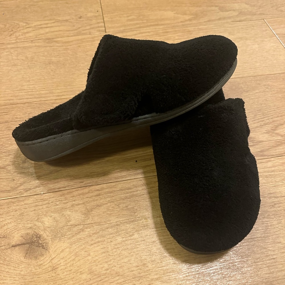 Vionic Gemma Slipper Mule Black Fleece faux Fur black womens , size 10 - Picture 6 of 10